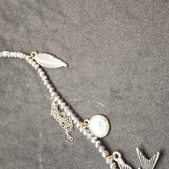 silver tone charm necklace lobster clasp - Picture 3 of 4